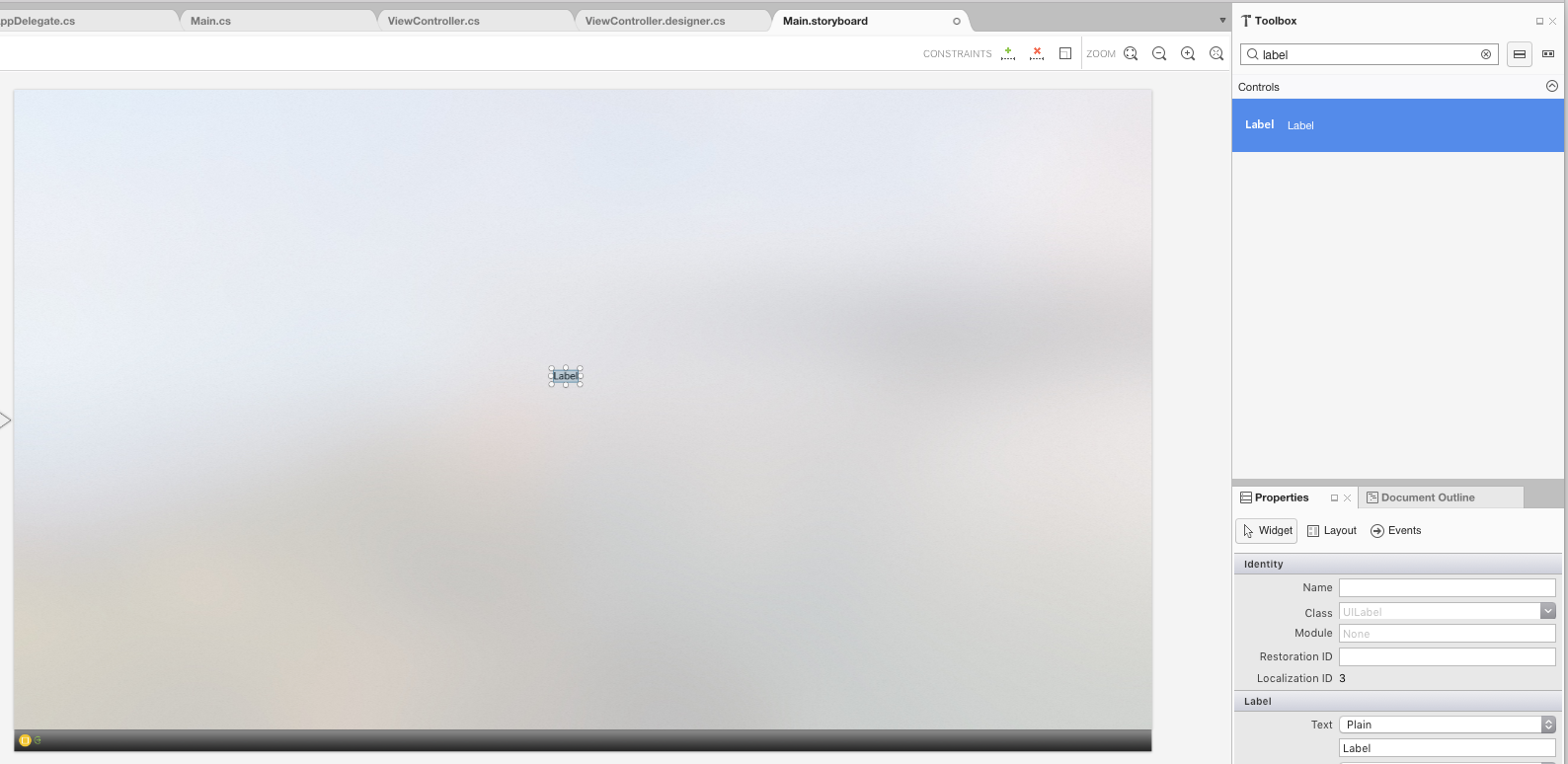 Drag a Label from the Toolbox