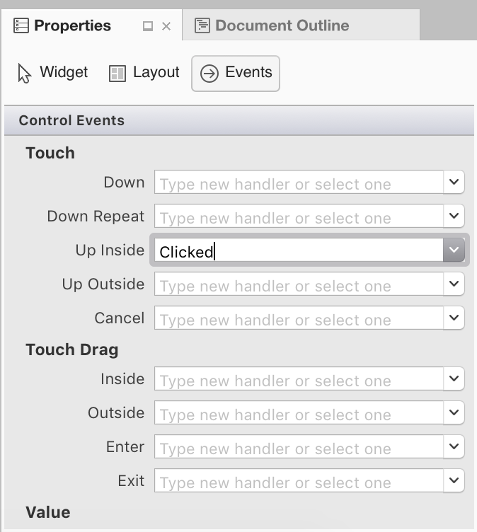 The TouchUpInside event