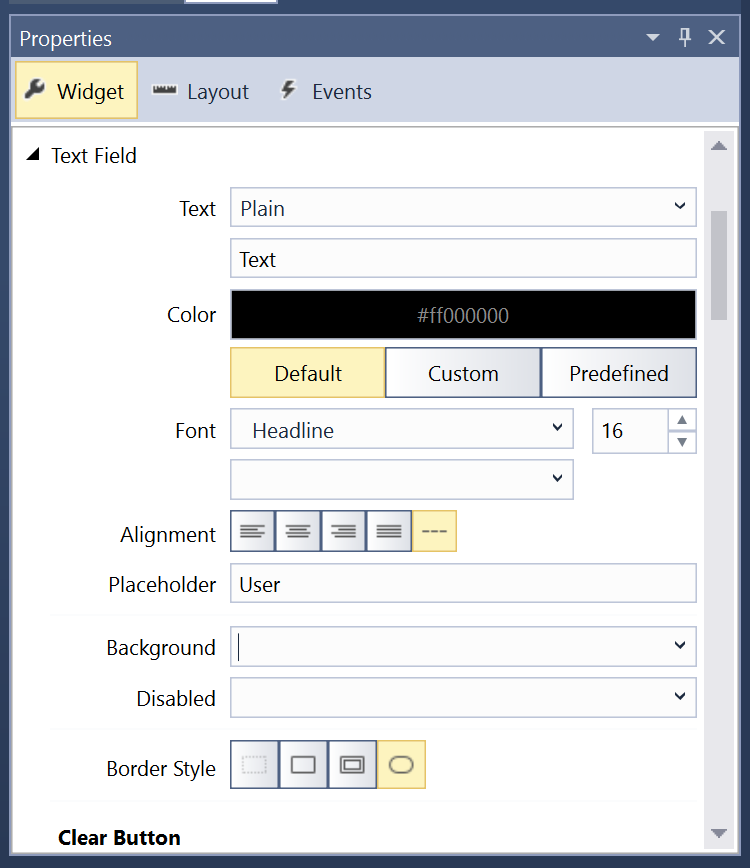 The Text Field section
