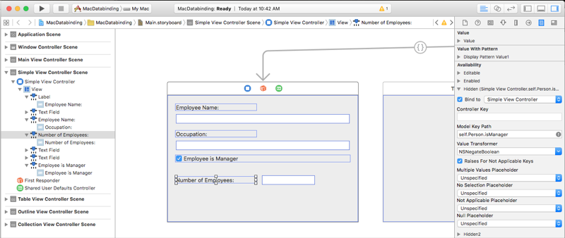 Entering the key path Entering self dot Person dot isManager for the Key Path for non-managers.