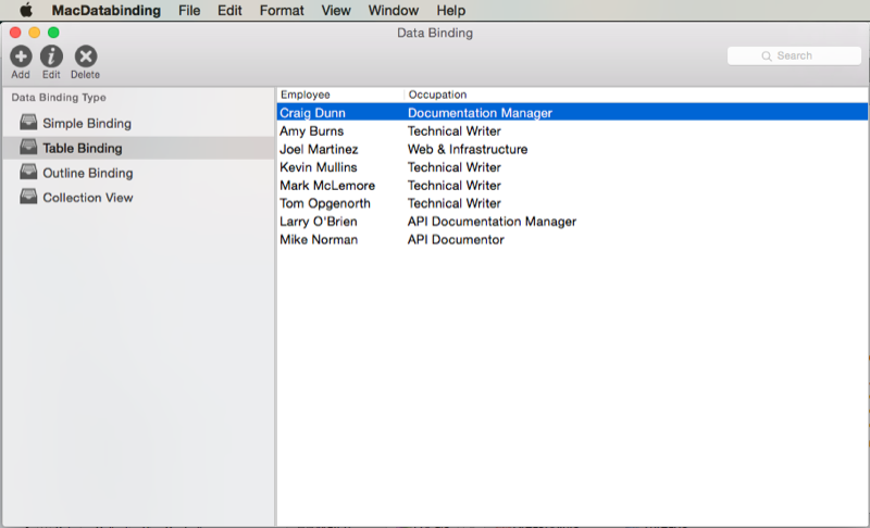 Running the application Running the application, which populates the array of PersonModels.