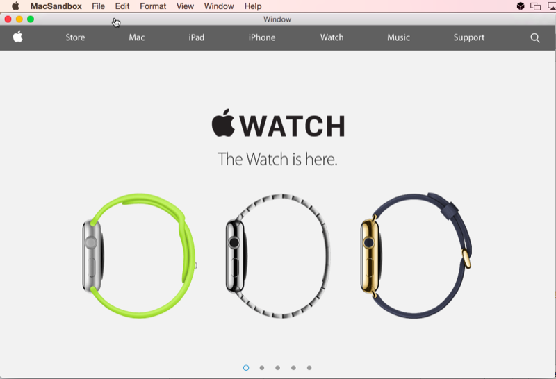 Showing an example app run Showing an example app run