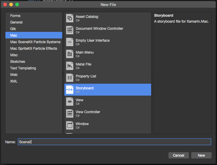 Adding a new Storyboard