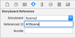 Setting the Reference I D to AltScene under Storyboard Reference.