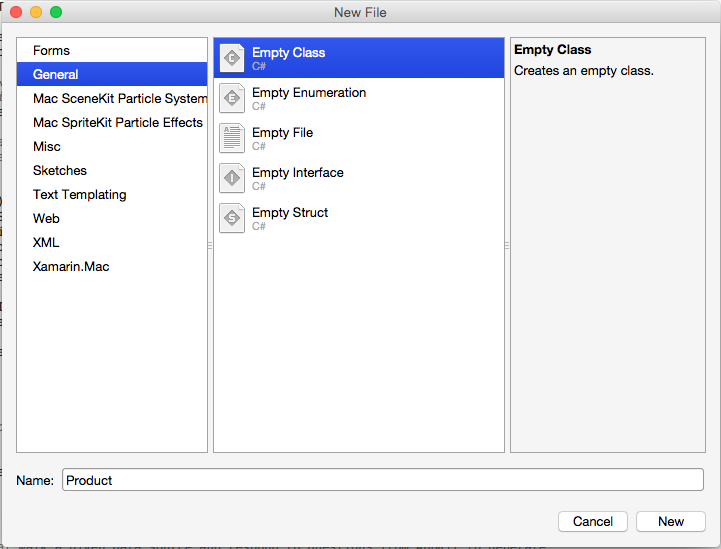 Creating an empty class