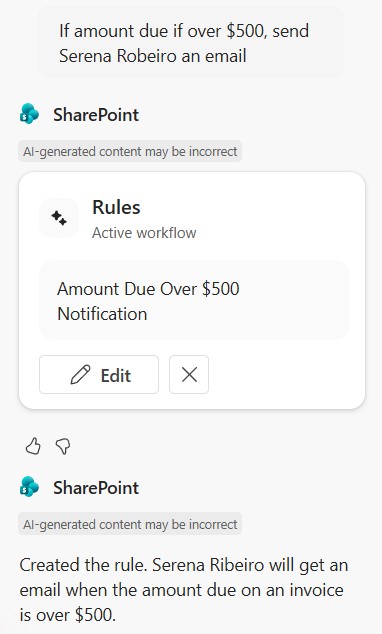 Create a rule for Serena Ribeiro _ in chat response