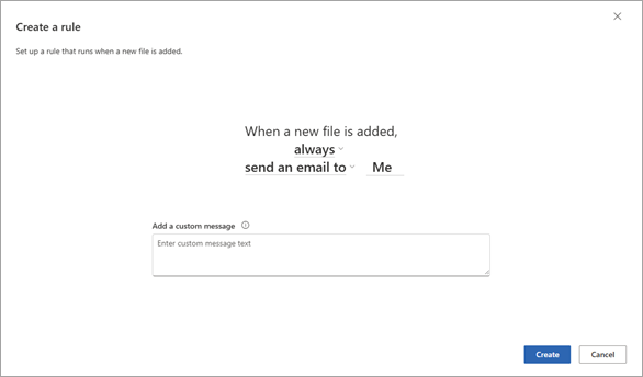 Screenshot of the Create a rule page.