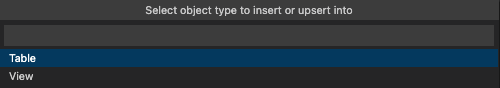 Screenshot of a prompt to select the object type.