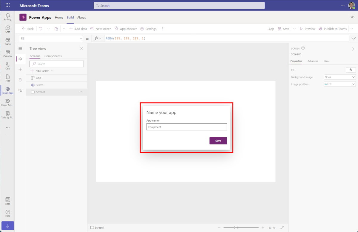 Screenshot of the Name your app column.
