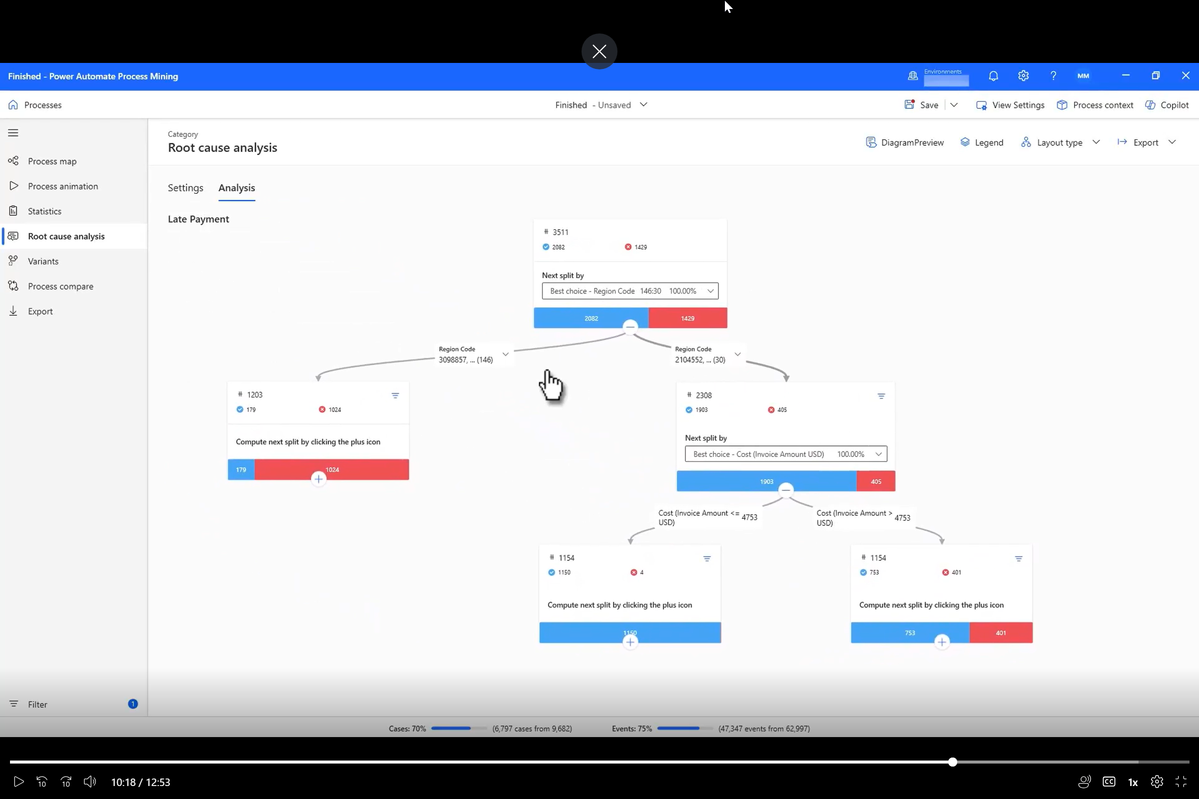 Screenshot of more details of the root cause analysis.