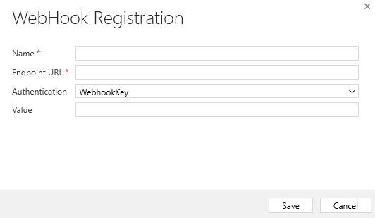 Screenshot of WebhookKey set as Authentication.