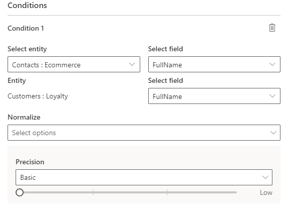 Screenshot of the conditions screen with available fields.