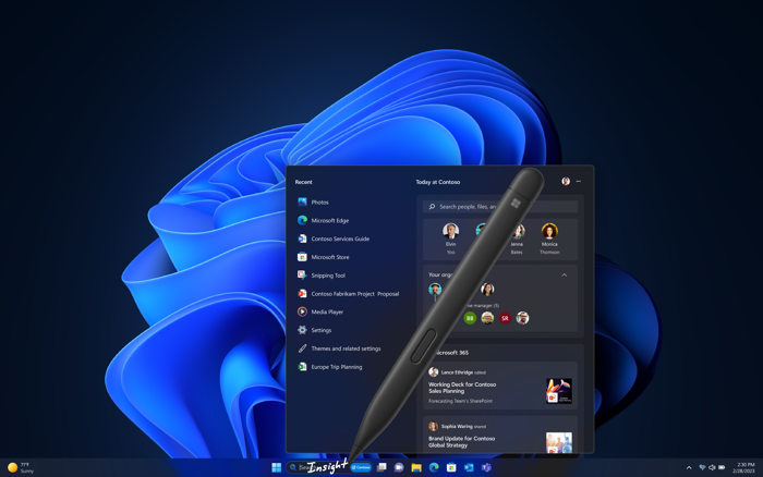 ภาพหน้าจอของ Windows Ink ที่มีการบานในโหมดมืดในพื้นหลังบนอุปกรณ์ Windows 11 Pro