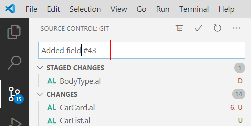 Screenshot of linked commit to work item.