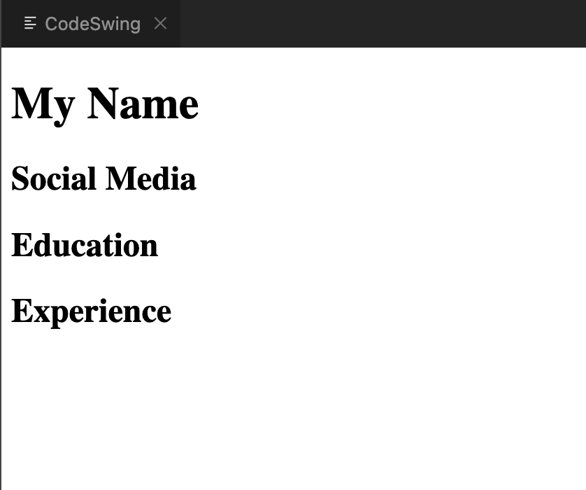 สกรีนช็อตของโครงสร้างประวัติย่อ