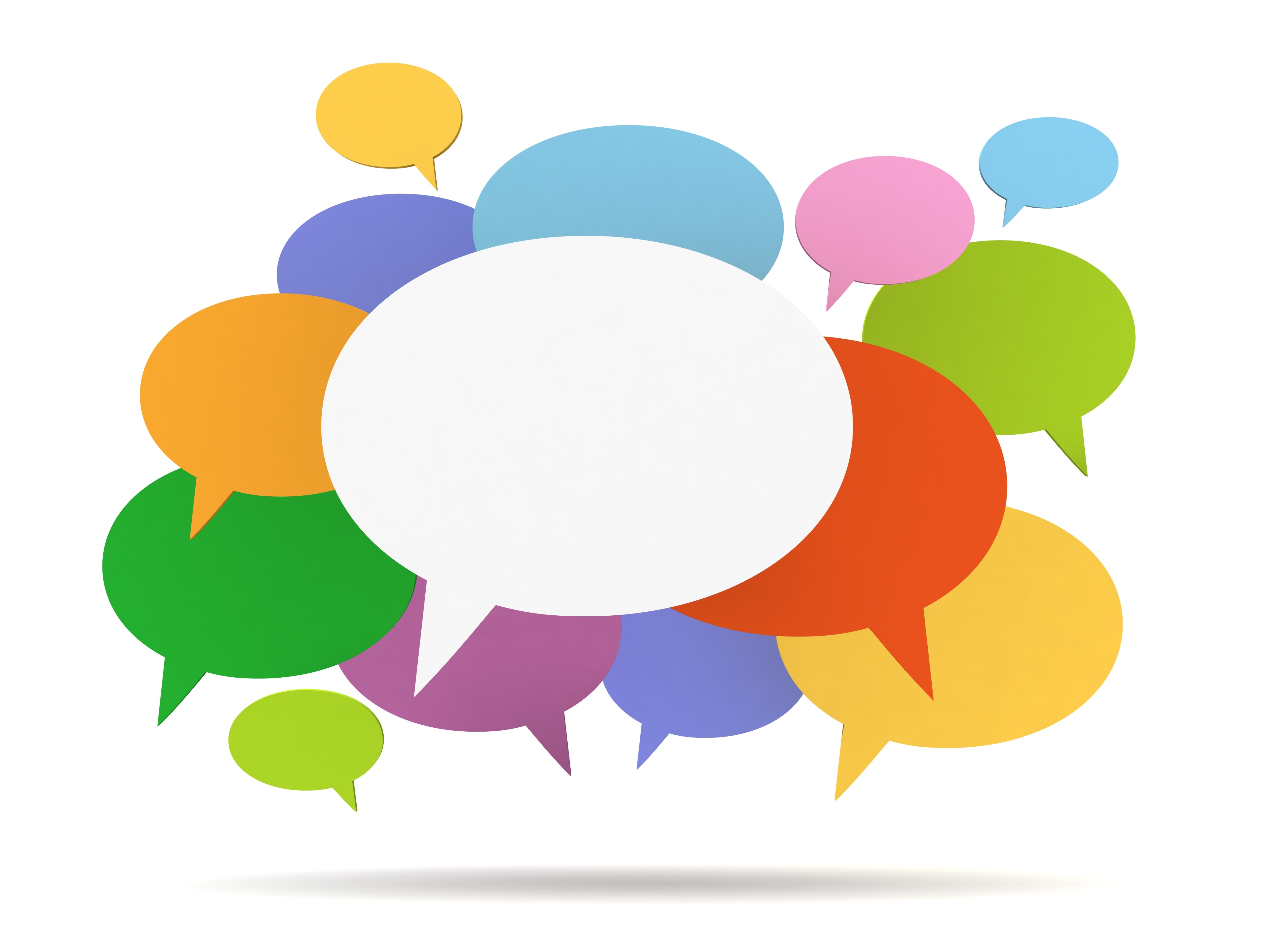 ภาพประกอบของบุคคลที่กําลังสนทนากับบุคคลอื่นที่มีรายการที่วางเมาส์อยู่เหนือหัว