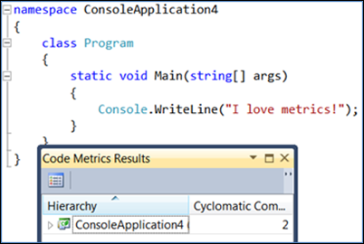 Code metrics - Cyclomatic complexity - Visual Studio (Windows ...