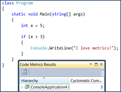 Code metrics - Cyclomatic complexity - Visual Studio (Windows ...