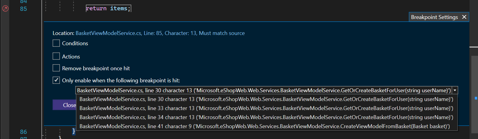 DependentBreakpoint Dependent Breakpoint