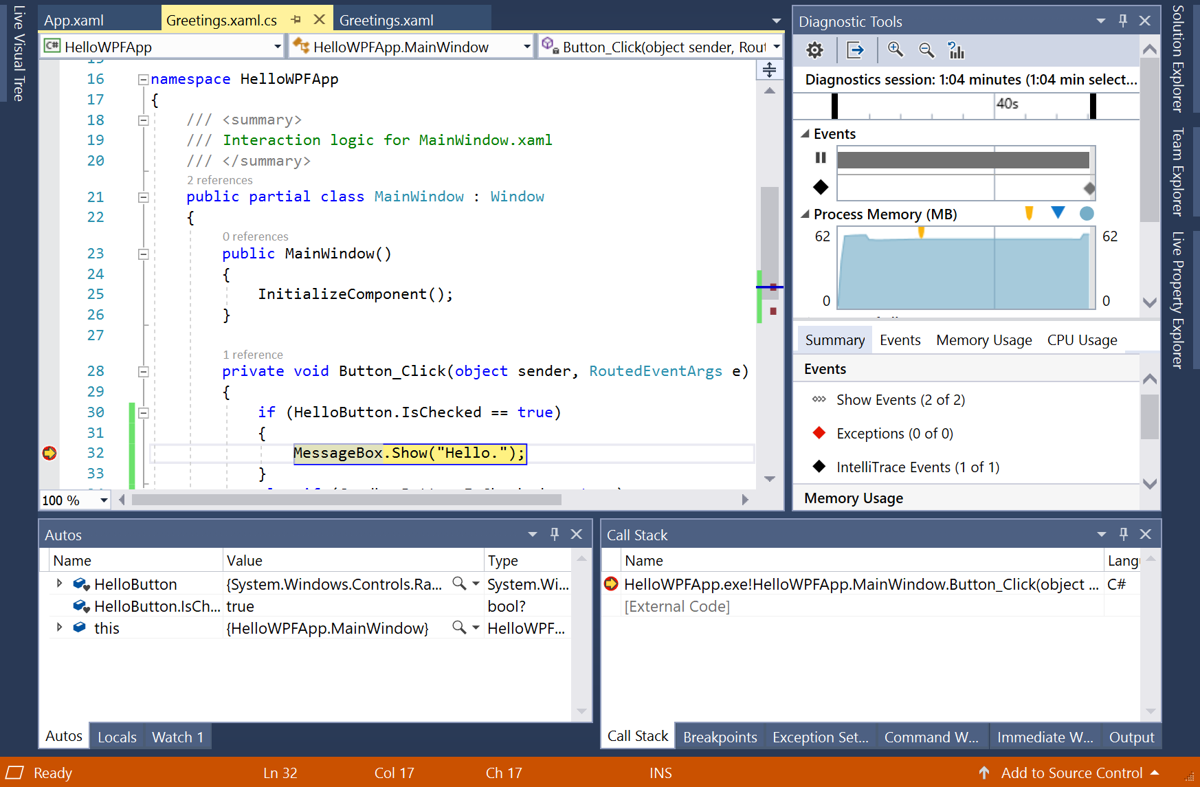 Hello World app with WPF in C# - Visual Studio (Windows) | Microsoft Learn