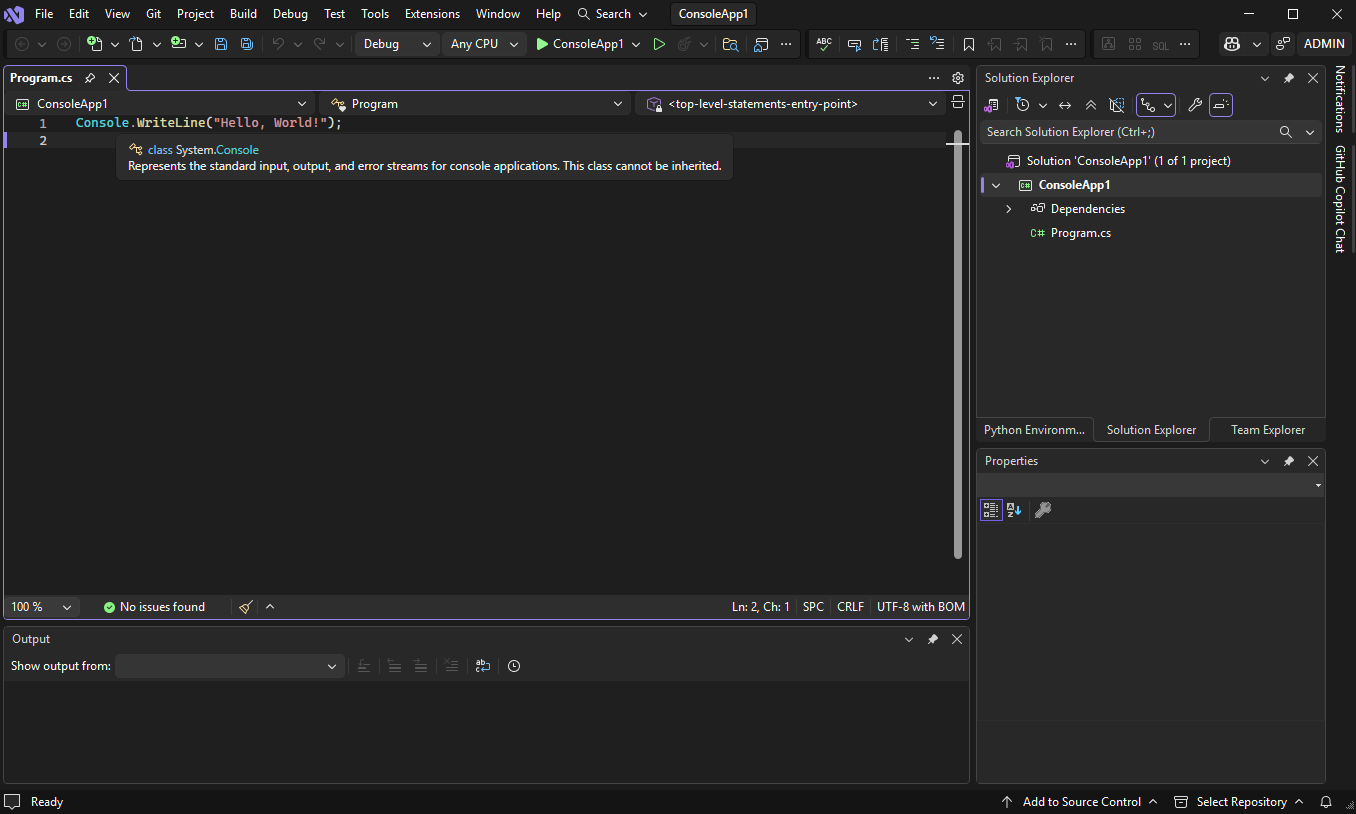 Screenshot of the Editor in Visual Studio.