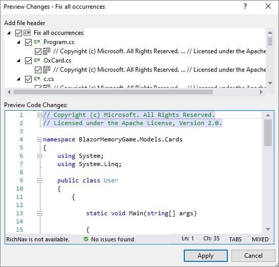 Fix all occurrences dialog