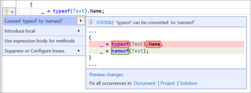 Convert typeof to nameof