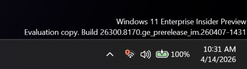 Screenshot that shows Windows watermark for Windows 11 Insider Preview Builds showing Build 26300.