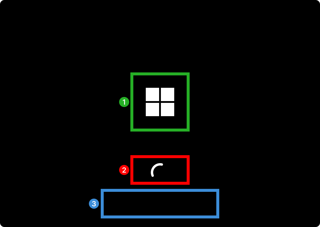 Screenshot of the boot screen showing the areas that can be configured with Unbranded Boot.