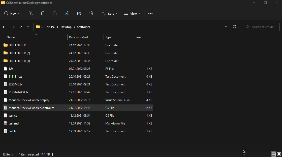Screenshot of Windows 11 File Explorer showing PowerToys preview pane functionality.