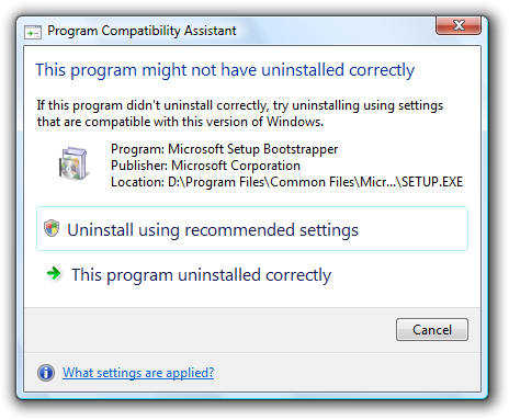 screen shot of two links and a cancel button