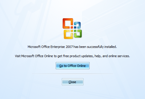 screen shot of office suite setup final page