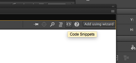 Screenshot of the Actions toolbar with Code Snippets selected.