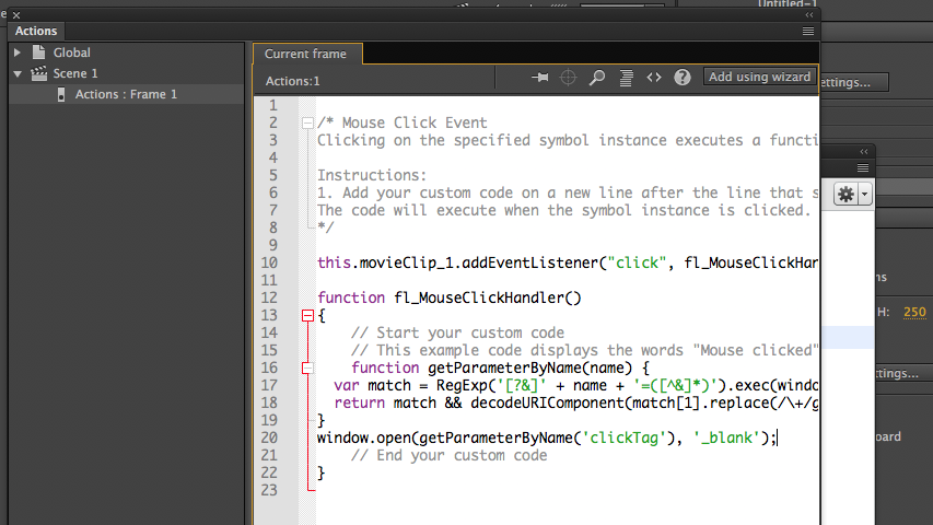 Screenshot of the text editor pre-populated with a code.