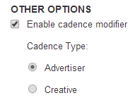Diagram that displays other options where you can enable the cadence modifier and choose the cadence type.
