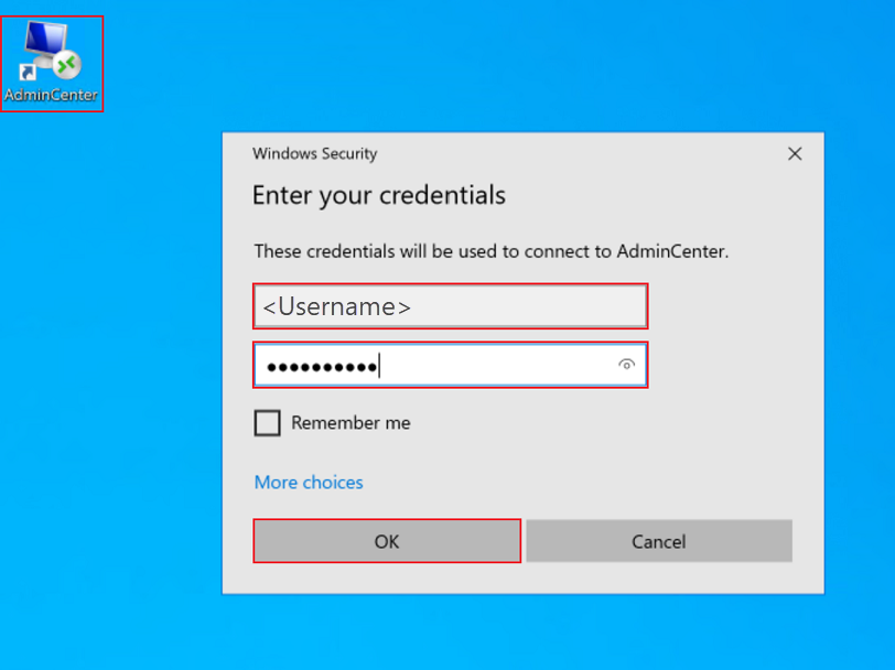 Azure VM'den WAC VM'sine RDP