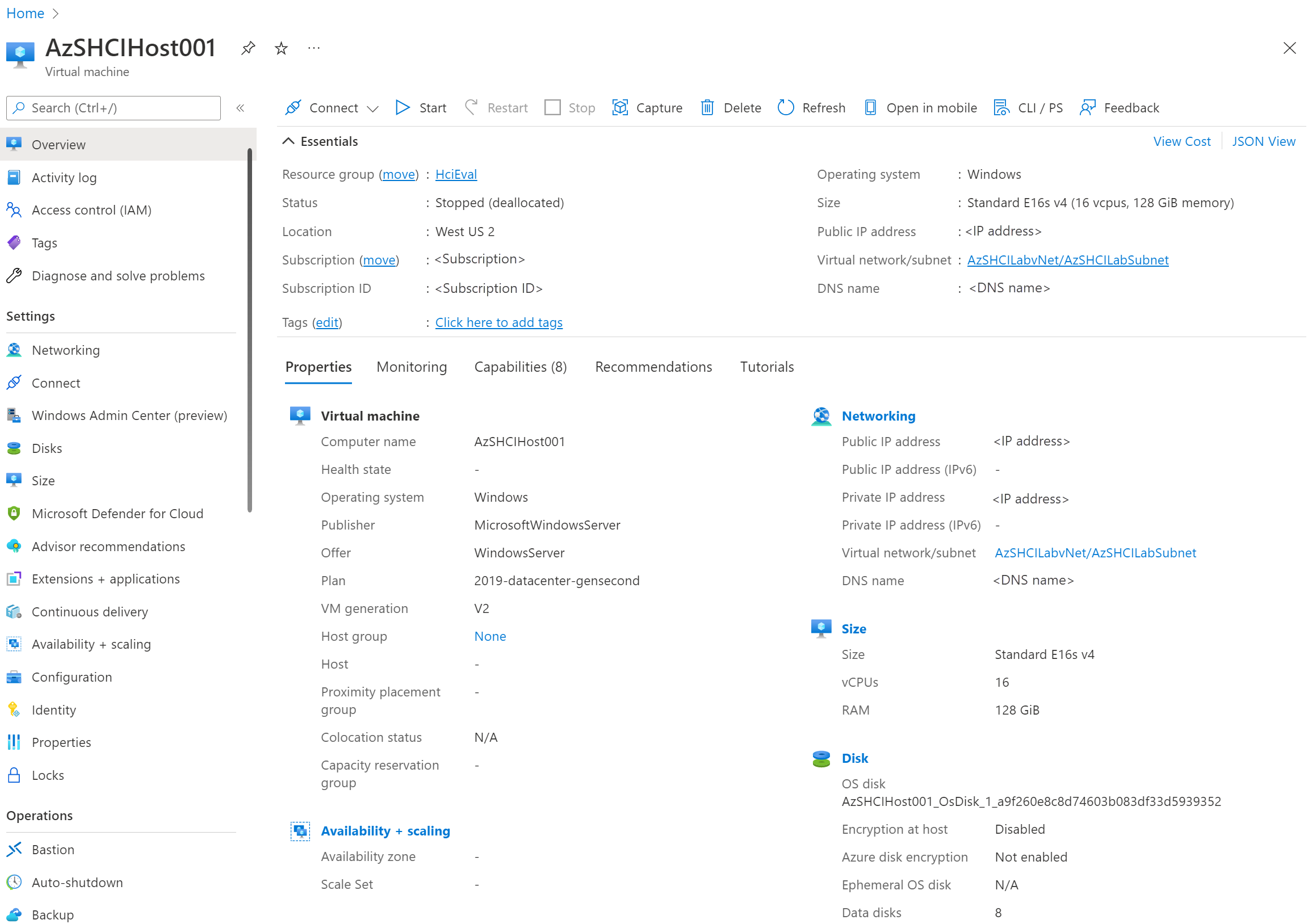Azure VM sayfası