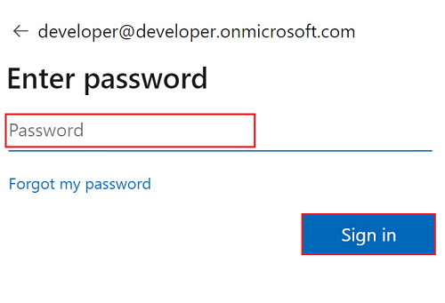 Azure hesabı parolasını girin