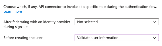Kullanıcı akışındaki bir adım için kullanılacak API bağlayıcısını seçme (örneğin, 'Kullanıcıyı oluşturmadan önce).