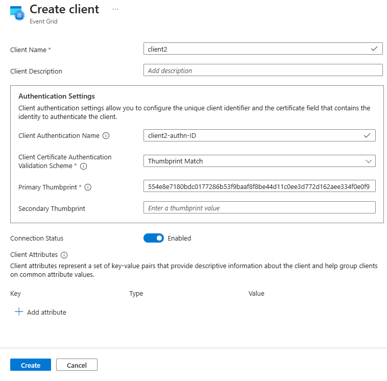 Screenshot of client 2 configuration.