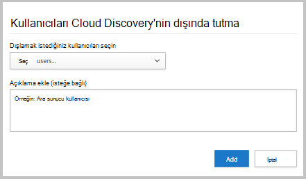 kullanıcıyı hariç tutma Bir kullanıcıyı dışlama işleminin ekran görüntüsü.