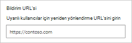 Bildirim URL'sini yapılandırmayı gösteren ekran görüntüsü.