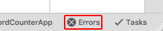 Bottom margin of the Visual Studio Mac IDE showing the Errors button