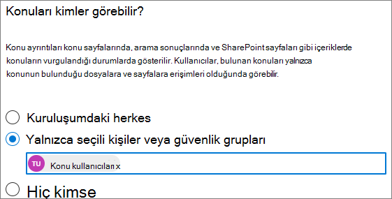 Konuları kimler görebilir? sayfasının ekran görüntüsü.