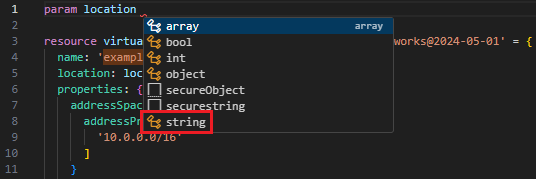 Parametreye dize türü ekleme ekran görüntüsü.