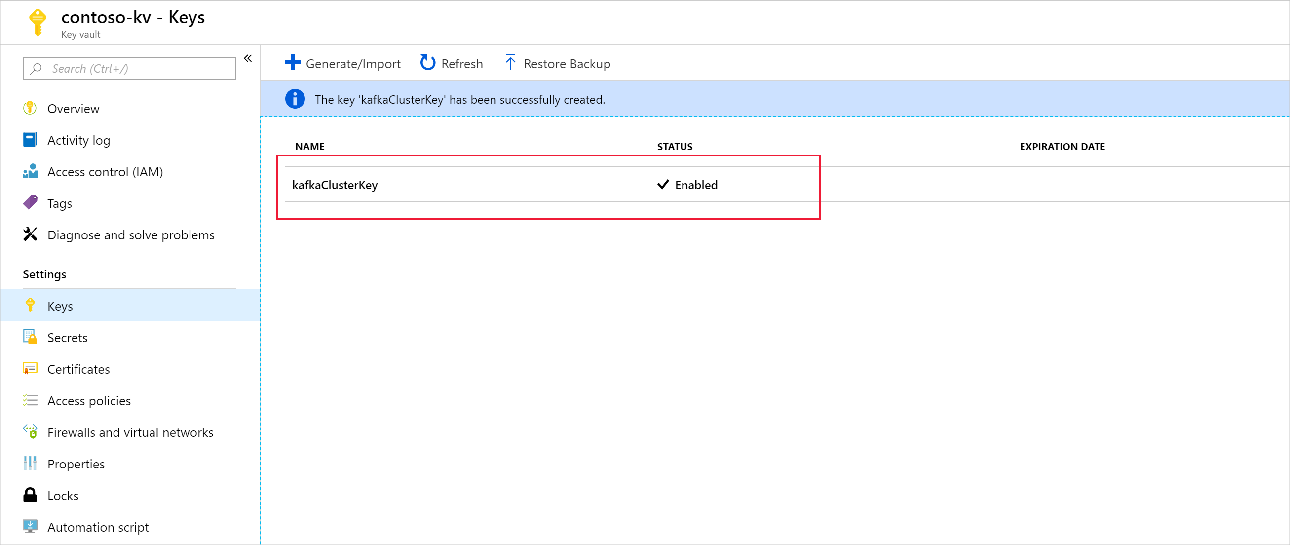anahtar kasası anahtarlarını listele.