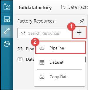 Azure Data Factory'de işlem hattı oluşturma.