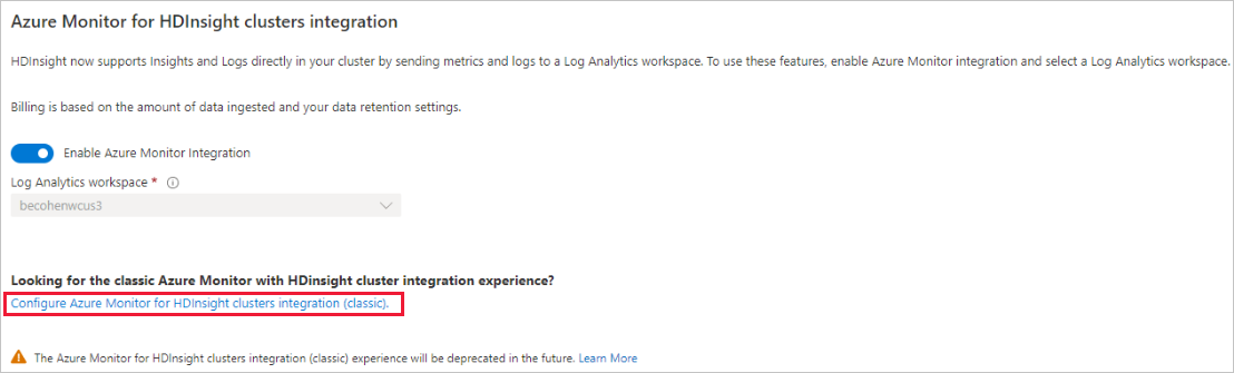 Klasik tümleştirmeye erişim bağlantısını gösteren ekran görüntüsü.