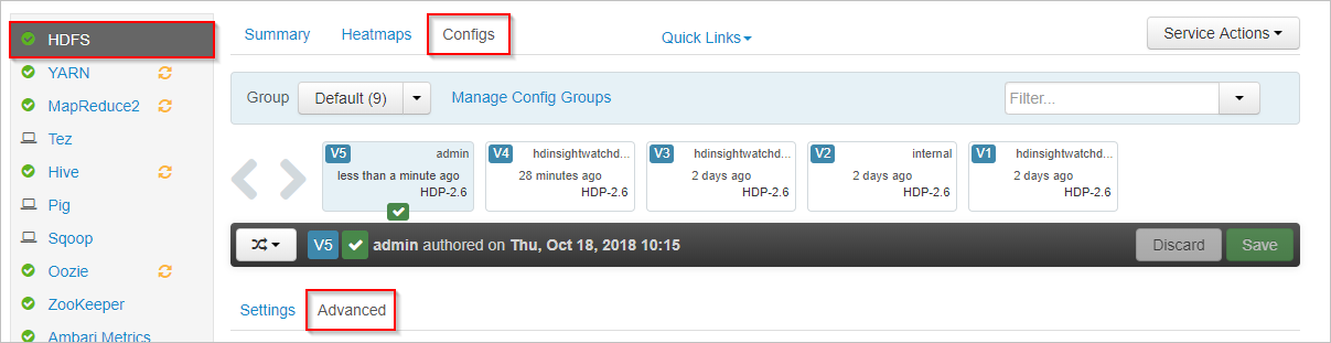 HDFS Gelişmiş Yapılandırmasını Düzenleyin.
