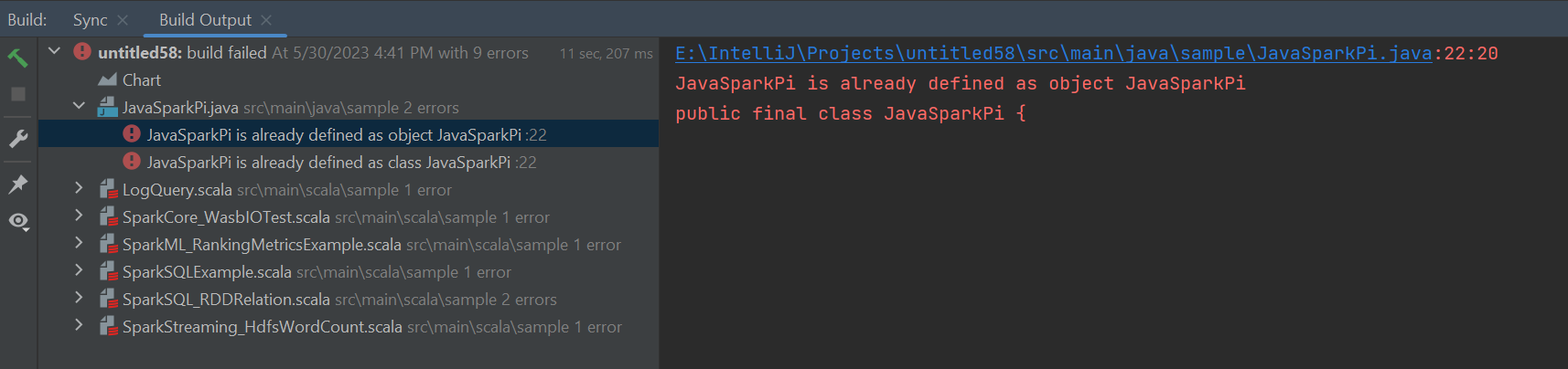 Derlemenin başarısız olduğunu gösteren ekran görüntüsü.